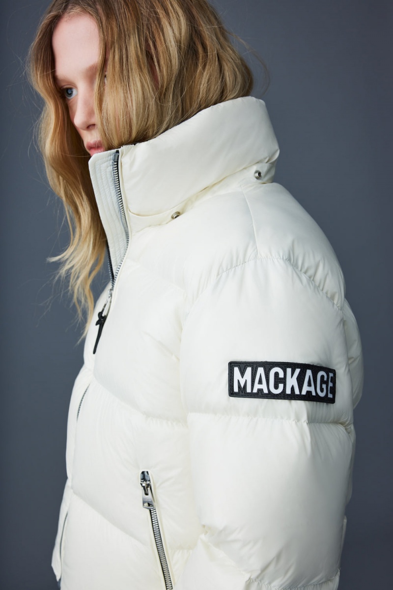 Mackage Evie Lustrous Light Hood Dunjackor Dam Grädde | UNZEW-7932
