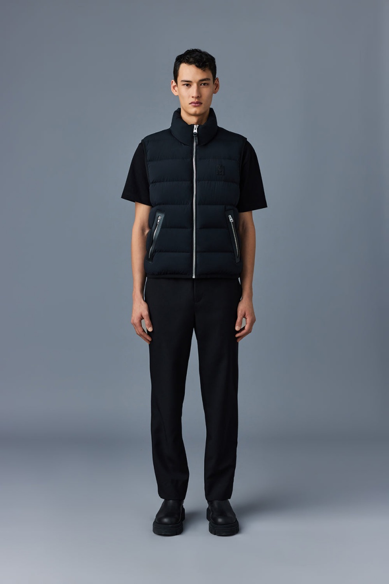 Mackage Fisher Agile-360 Stretch Light Down Stand Collar Väst Herr Svarta | GWKPZ-2305