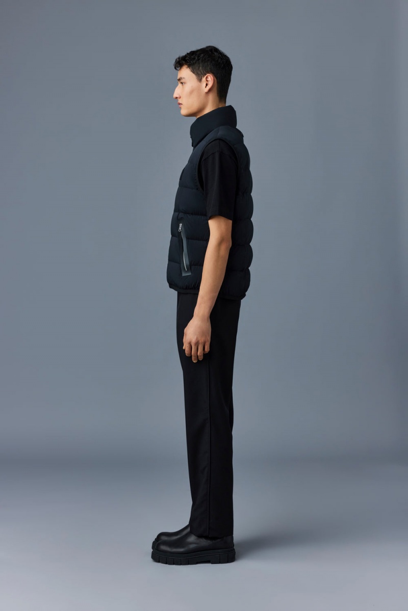 Mackage Fisher Agile-360 Stretch Light Down Stand Collar Väst Herr Svarta | GWKPZ-2305