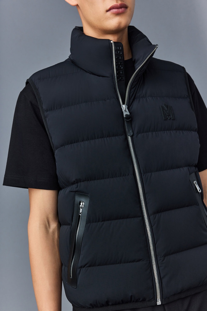 Mackage Fisher Agile-360 Stretch Light Down Stand Collar Väst Herr Svarta | GWKPZ-2305
