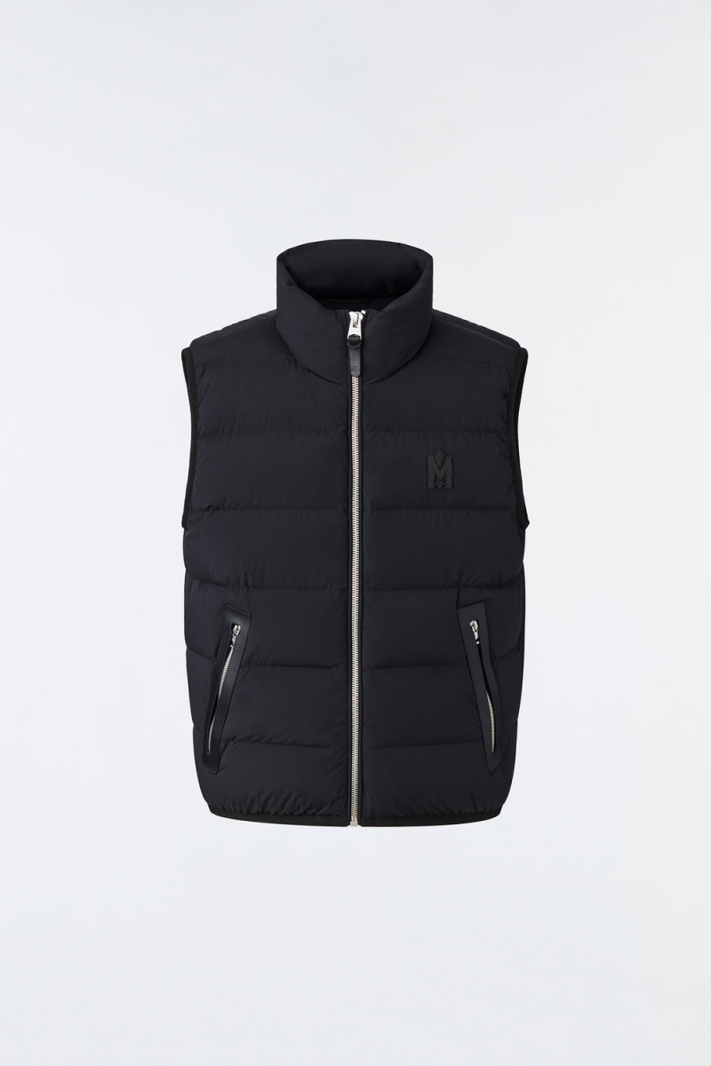 Mackage Fisher Agile-360 Stretch Light Down Stand Collar Väst Herr Svarta | GWKPZ-2305