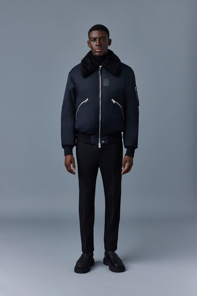 Mackage Francis Down Shearling Collar Bomberjacka Herr Svarta | WFRAM-2470