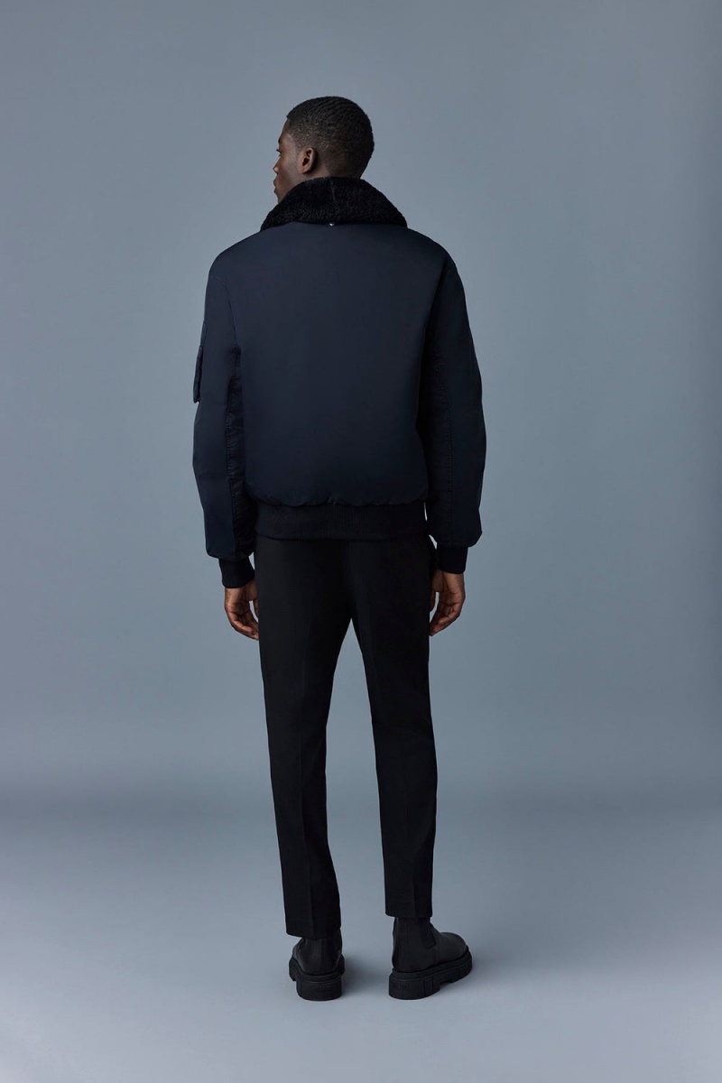 Mackage Francis Down Shearling Collar Bomberjacka Herr Svarta | WFRAM-2470