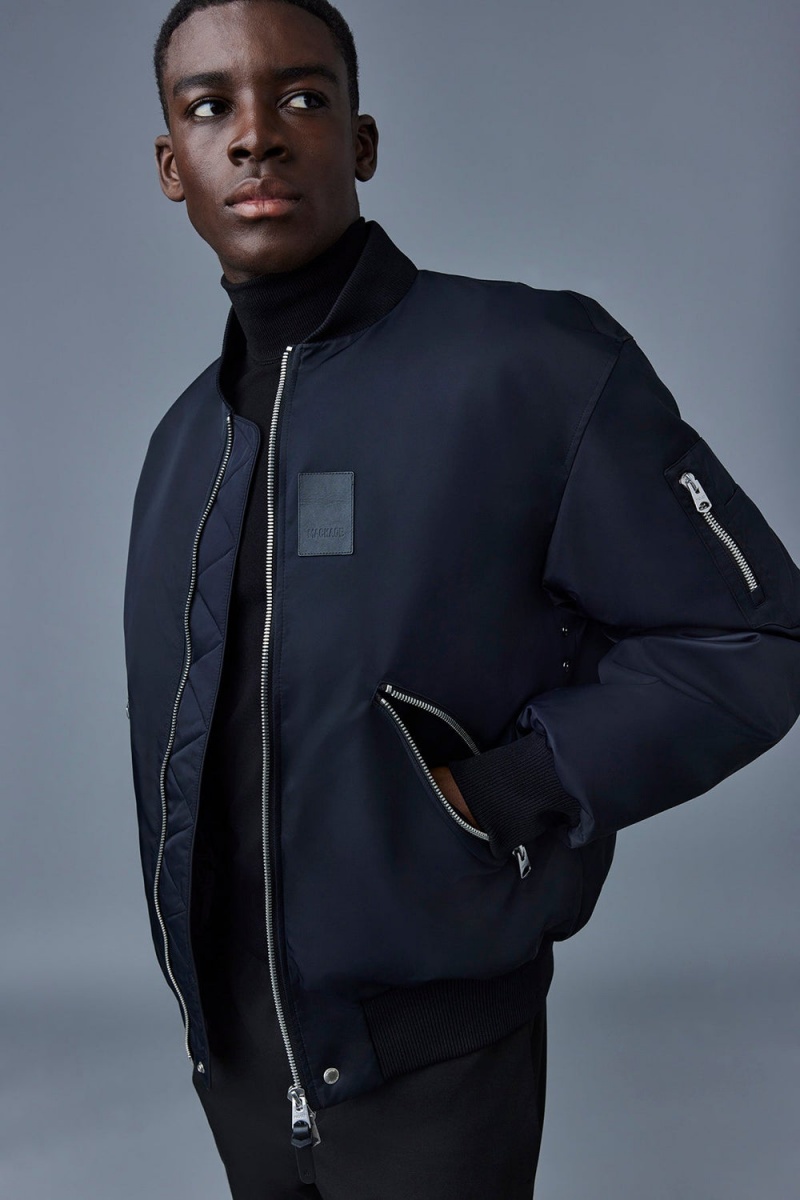Mackage Francis Down Shearling Collar Bomberjacka Herr Svarta | WFRAM-2470