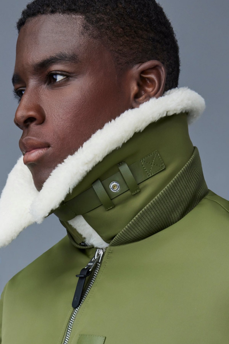 Mackage Francis Down Shearling Collar Bomberjacka Herr Olivgröna | JXCUN-2418