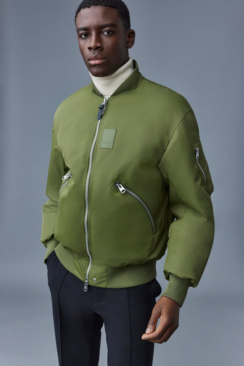 Mackage Francis Down Shearling Collar Bomberjacka Herr Olivgröna | JXCUN-2418