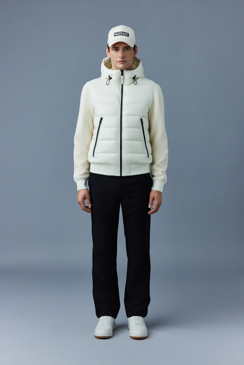 Mackage Frank Double-Face Jersey Hood Bomberjacka Herr Grädde | SHABJ-9875
