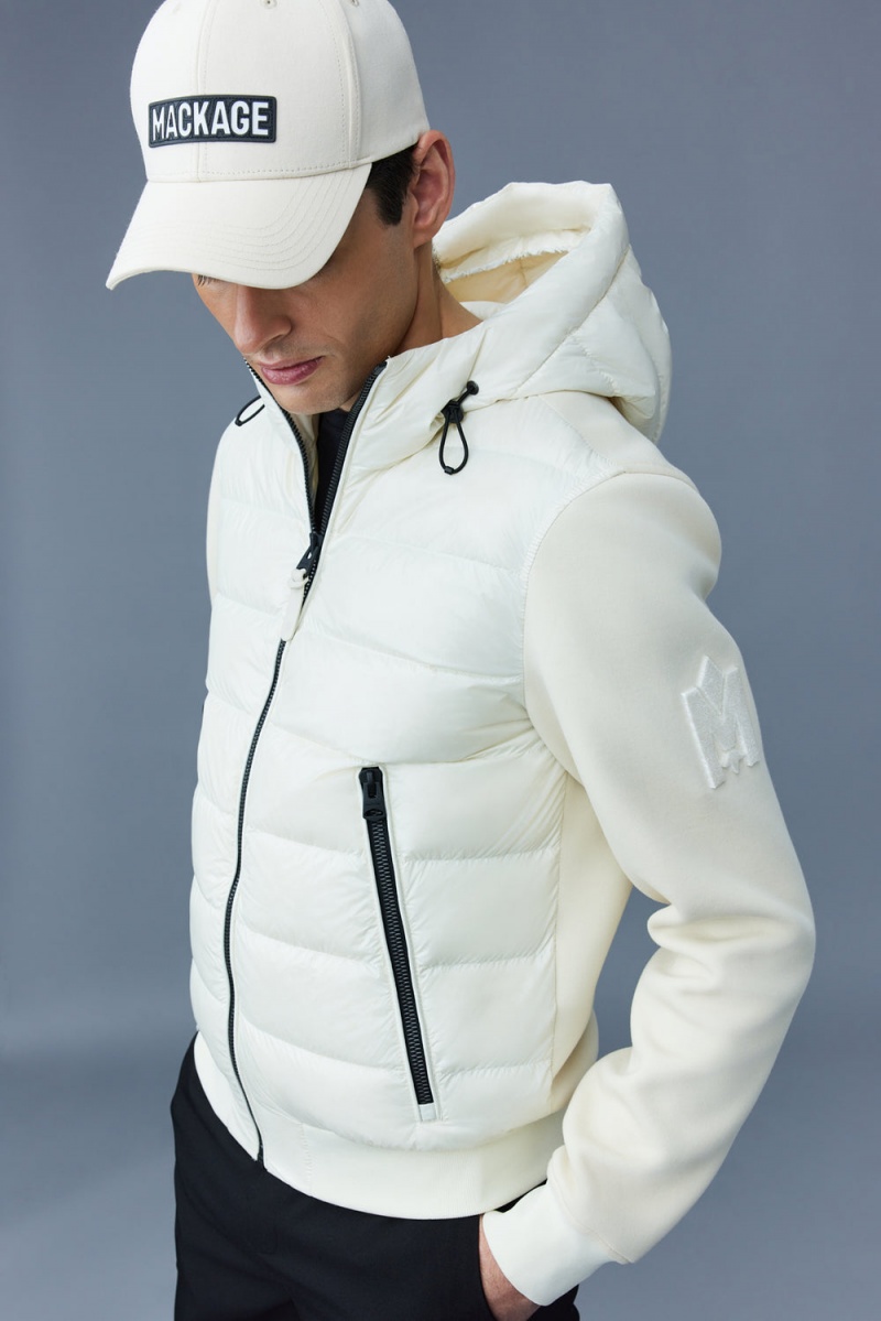 Mackage Frank Double-Face Jersey Hood Bomberjacka Herr Grädde | SHABJ-9875