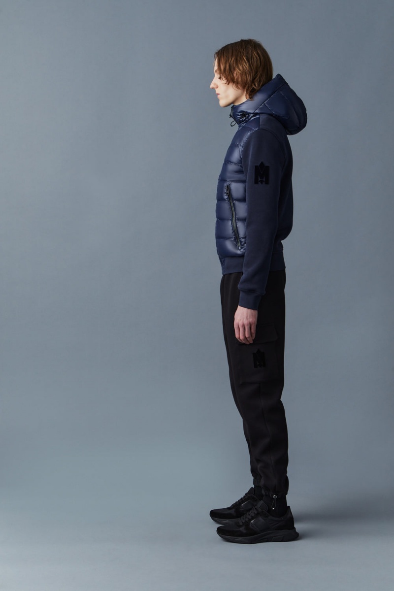 Mackage Frank Double-Face Jersey Hood Bomberjacka Herr Marinblå | MHVGO-7430