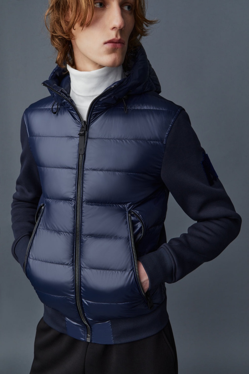 Mackage Frank Double-Face Jersey Hood Bomberjacka Herr Marinblå | MHVGO-7430