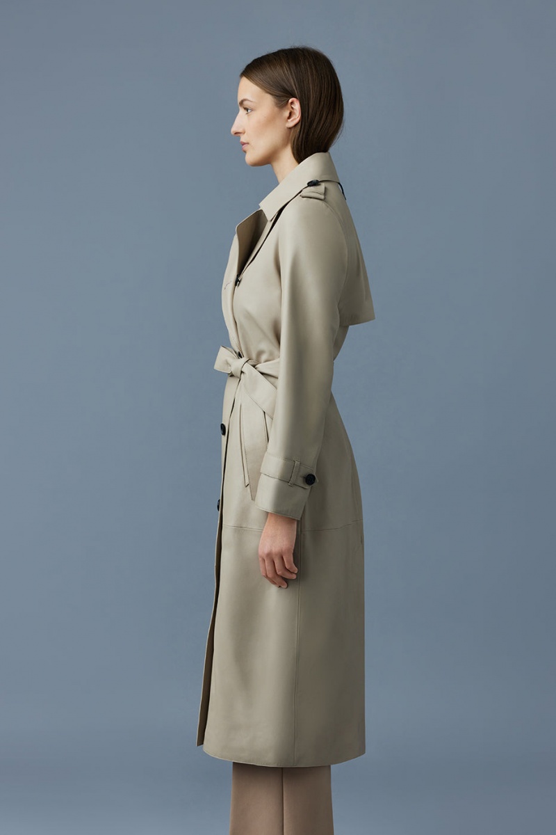 Mackage Gael (R) Läder Belt Trenchcoat Dam Beige | KNFZS-6413