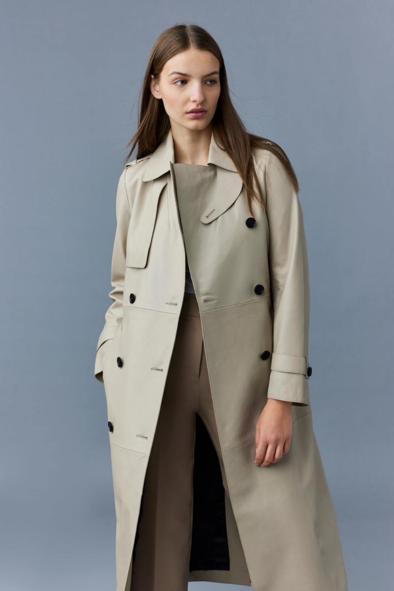 Mackage Gael (R) Läder Belt Trenchcoat Dam Beige | KNFZS-6413