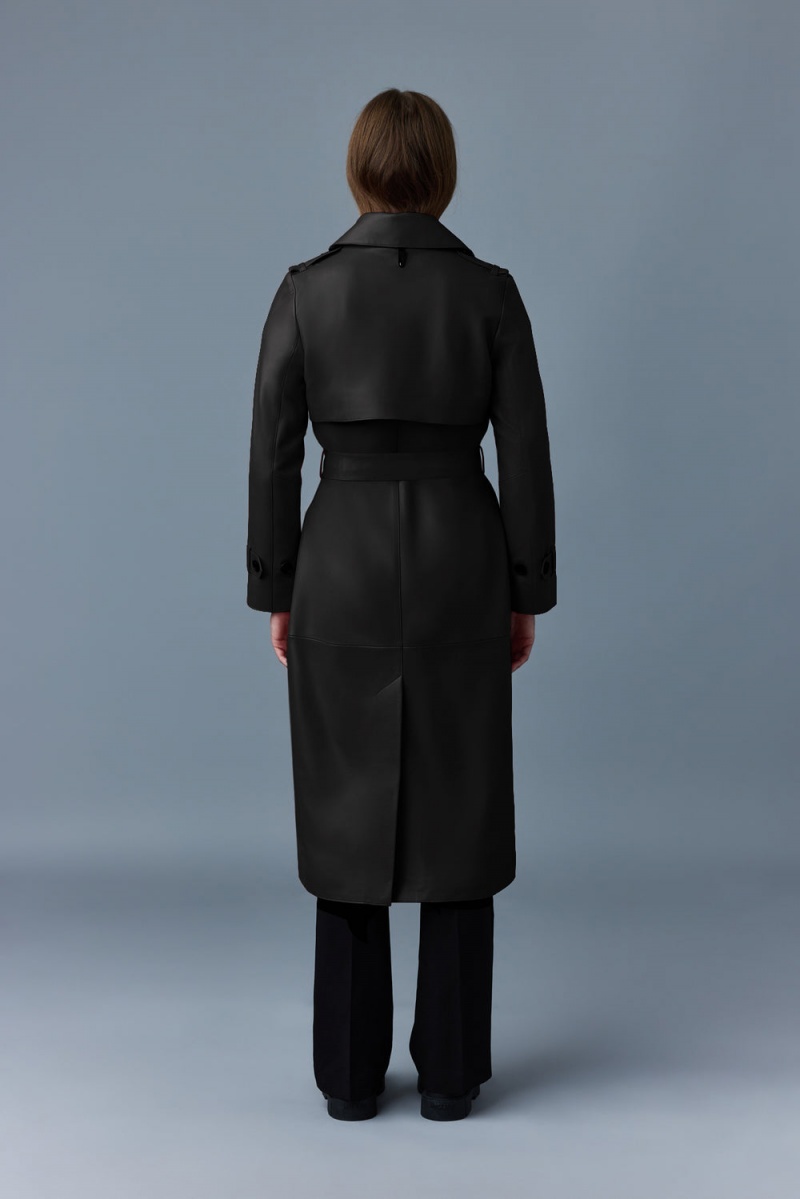 Mackage Gael (R) Läder Belt Trenchcoat Dam Svarta | AIVDS-6329