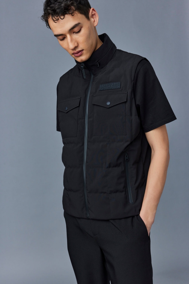 Mackage Hank Flex Tech Down Packable Hood Väst Herr Svarta | WUXJS-0865
