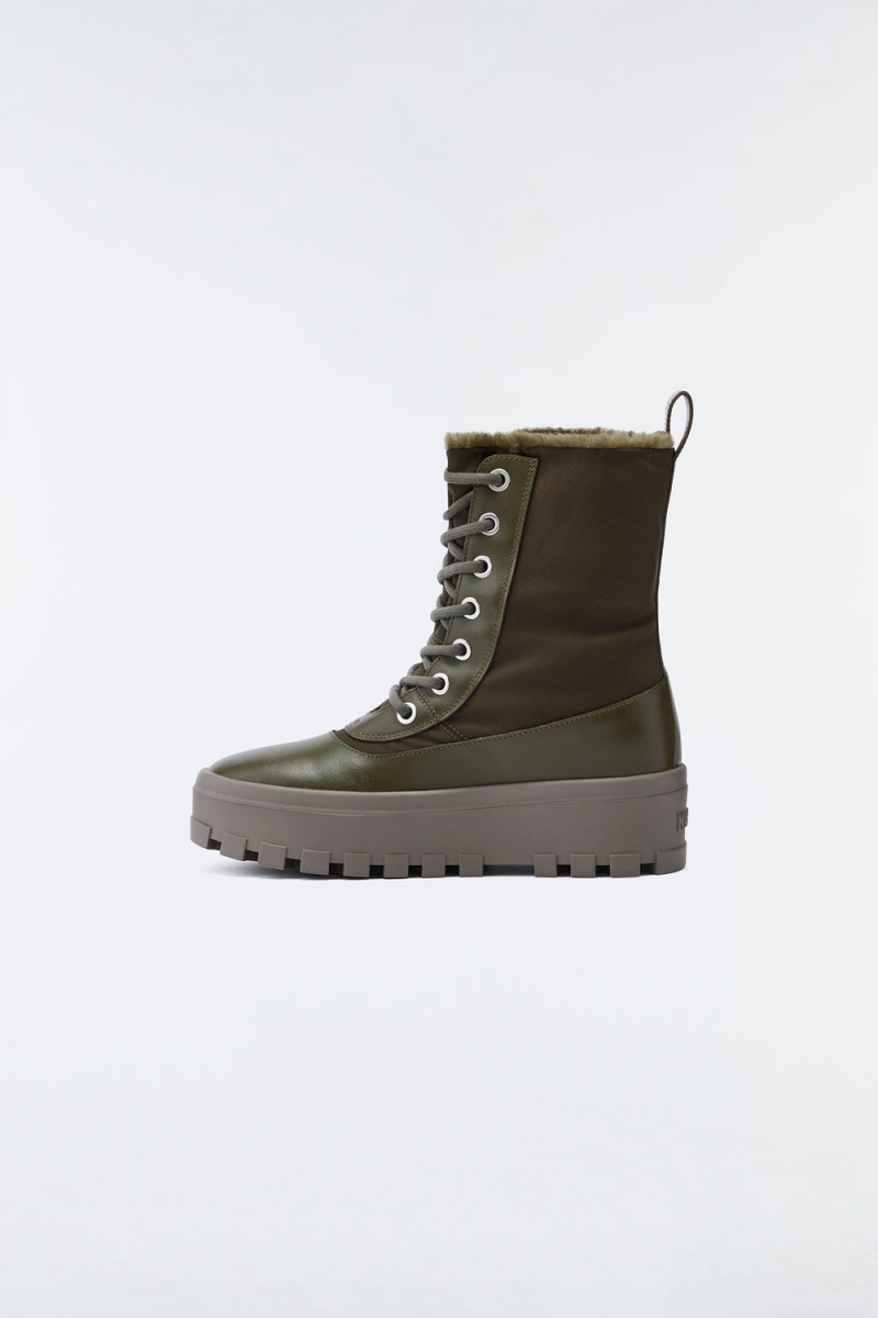 Mackage Hero-W Shearling-Fodrade Vinterkängor Dam Olivgröna | WAPRX-1936