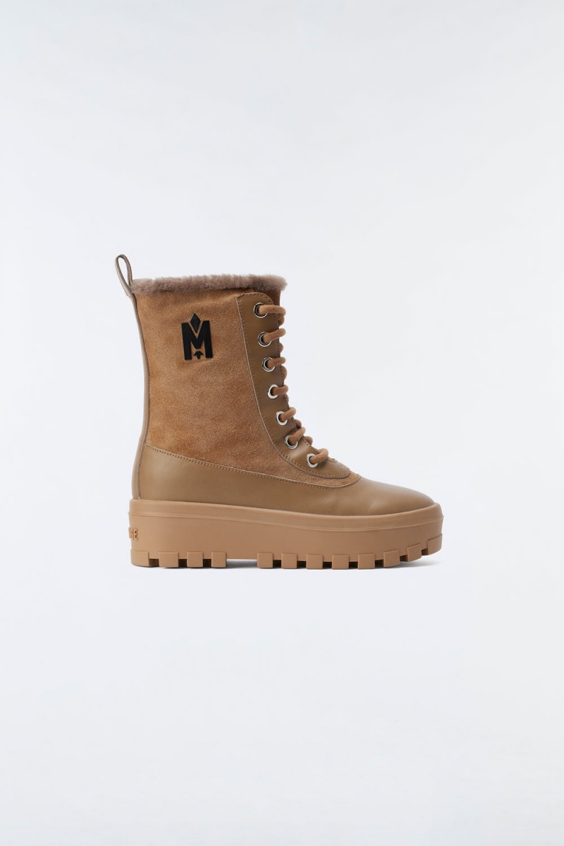 Mackage Hero Shearling-Fodrade Lamb Mocka Vinterkängor Dam Bruna | BNSLP-2971