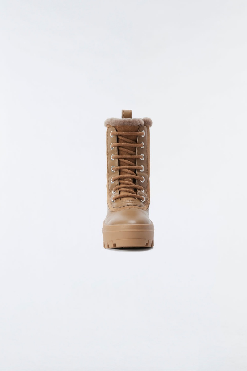 Mackage Hero Shearling-Fodrade Lamb Mocka Vinterkängor Dam Bruna | BNSLP-2971