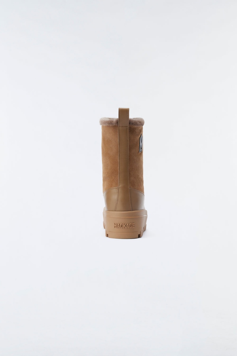 Mackage Hero Shearling-Fodrade Lamb Mocka Vinterkängor Dam Bruna | BNSLP-2971