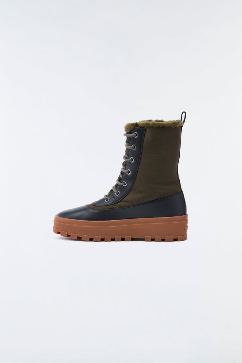 Mackage Hero Shearling-Fodrade Vinterkängor Herr Svarta Olivgröna | RICPT-2458
