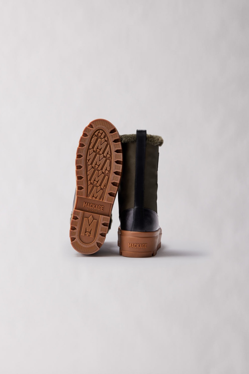Mackage Hero Shearling-Fodrade Vinterkängor Herr Svarta Olivgröna | RICPT-2458