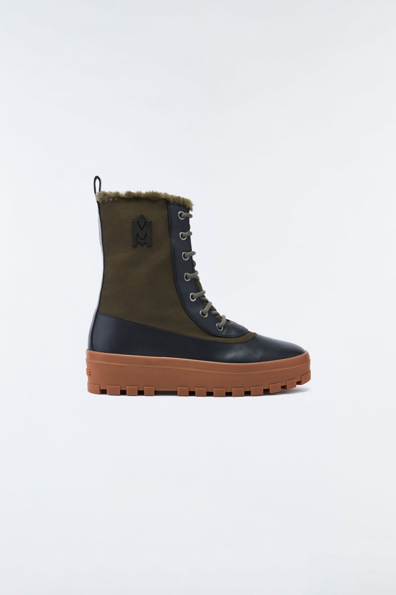 Mackage Hero Shearling-Fodrade Vinterkängor Herr Svarta Olivgröna | RICPT-2458