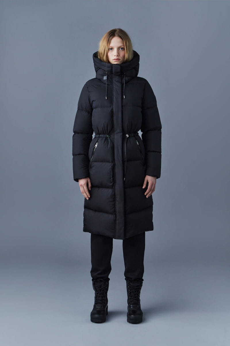 Mackage Ishani Foil Shield Long Hood Dunrockar Dam Svarta | GLRYO-2305