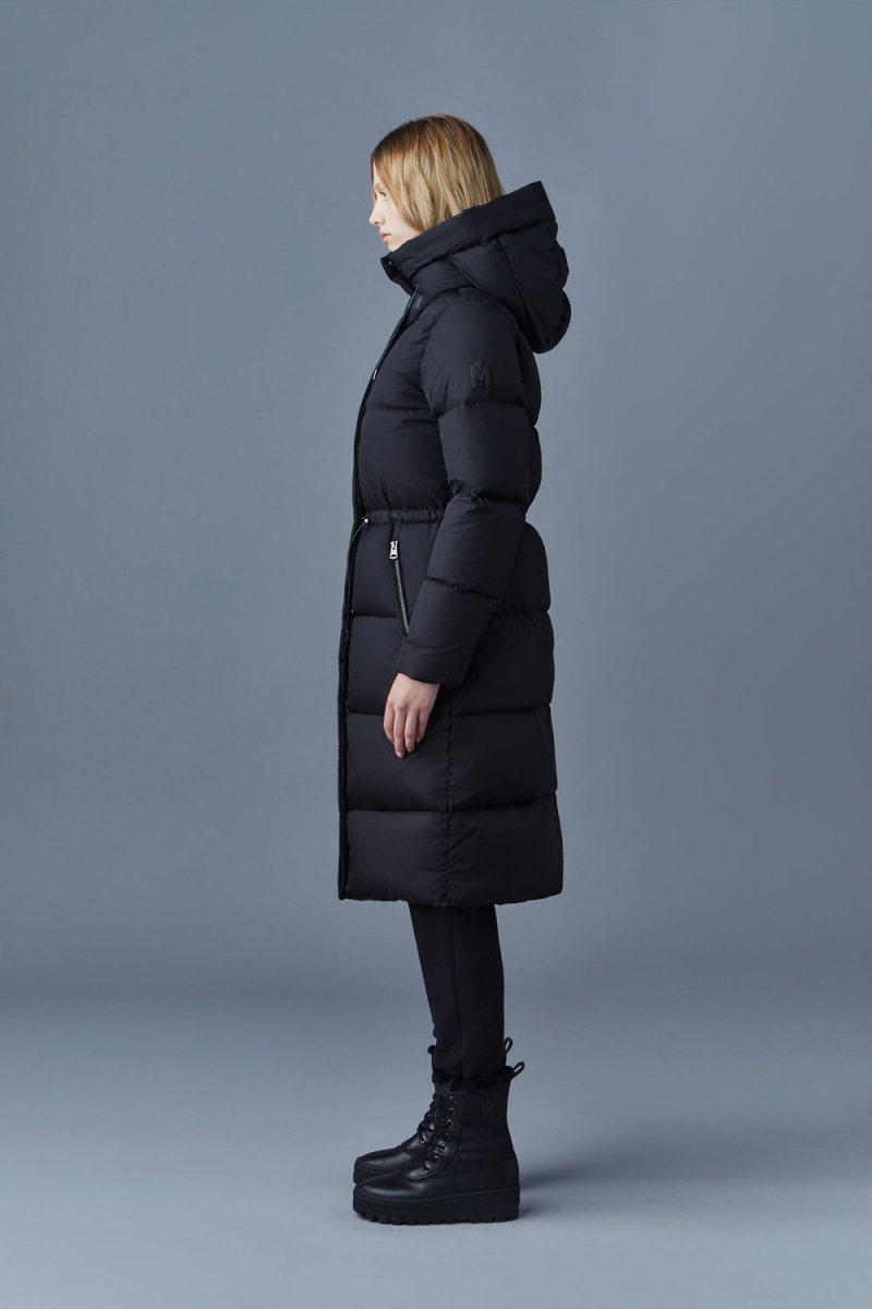 Mackage Ishani Foil Shield Long Hood Dunrockar Dam Svarta | GLRYO-2305