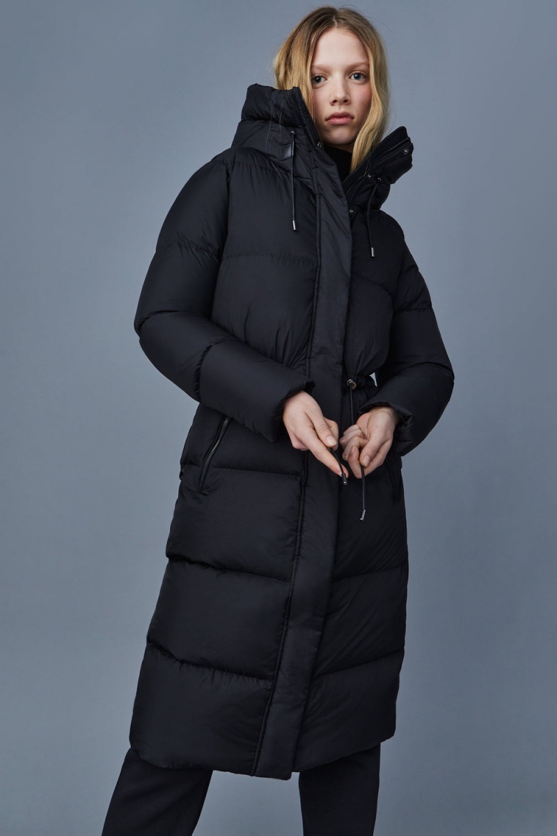 Mackage Ishani Foil Shield Long Hood Dunrockar Dam Svarta | GLRYO-2305