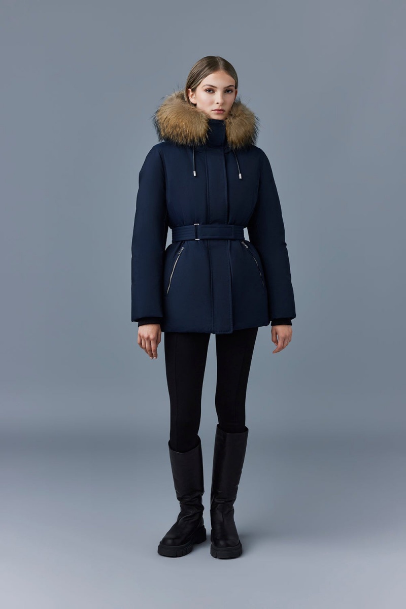 Mackage Jeni-Fz 2-In-1 Down Removable Bib & Fur Trim Parkajackor Dam Marinblå | YKQLZ-4065