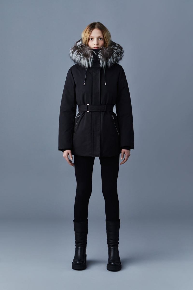 Mackage Jeni 2-In-1 Down Removable Bib And Silver Fox Fur Parkajackor Dam Svarta | VPKFL-2849