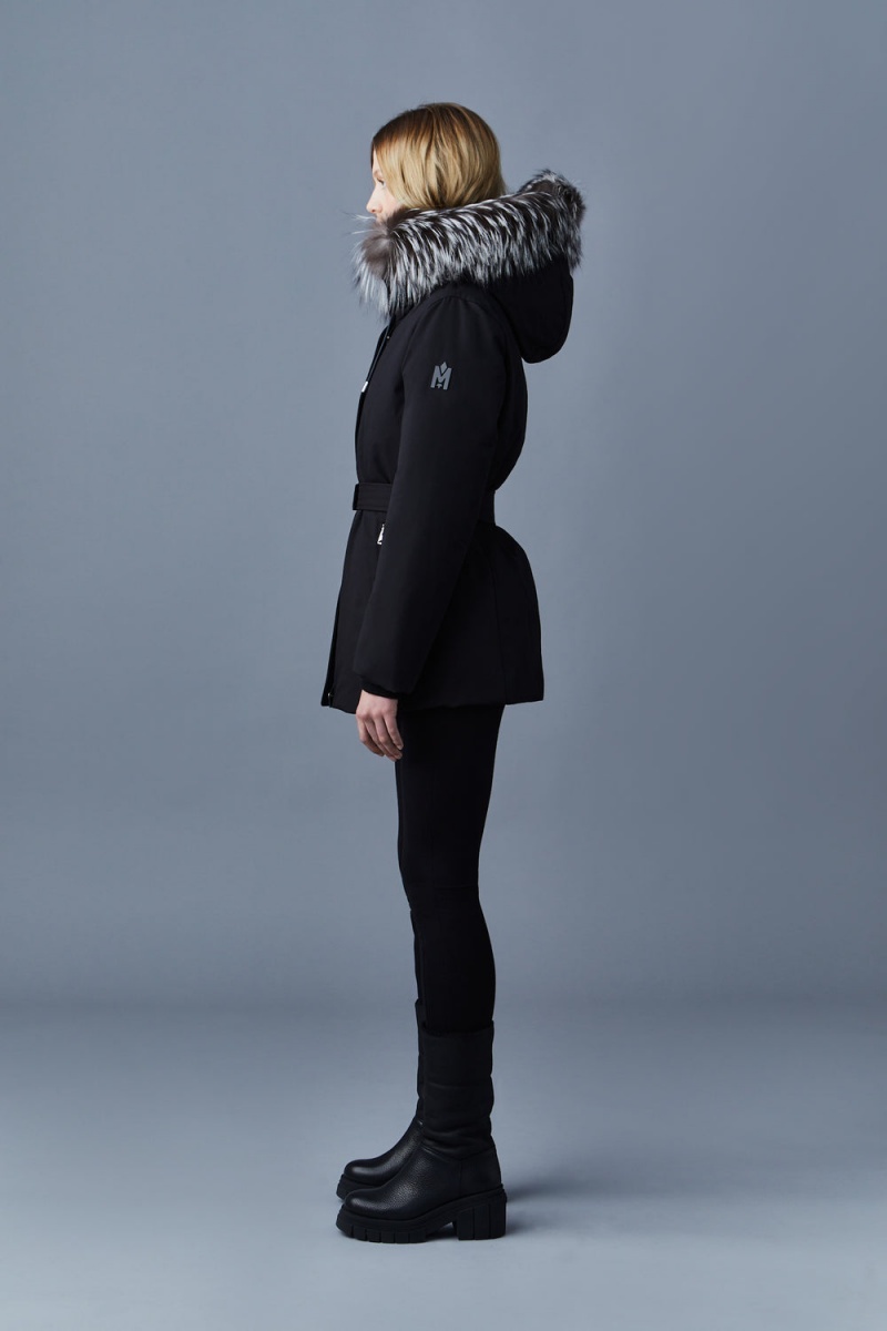 Mackage Jeni 2-In-1 Down Removable Bib And Silver Fox Fur Parkajackor Dam Svarta | VPKFL-2849