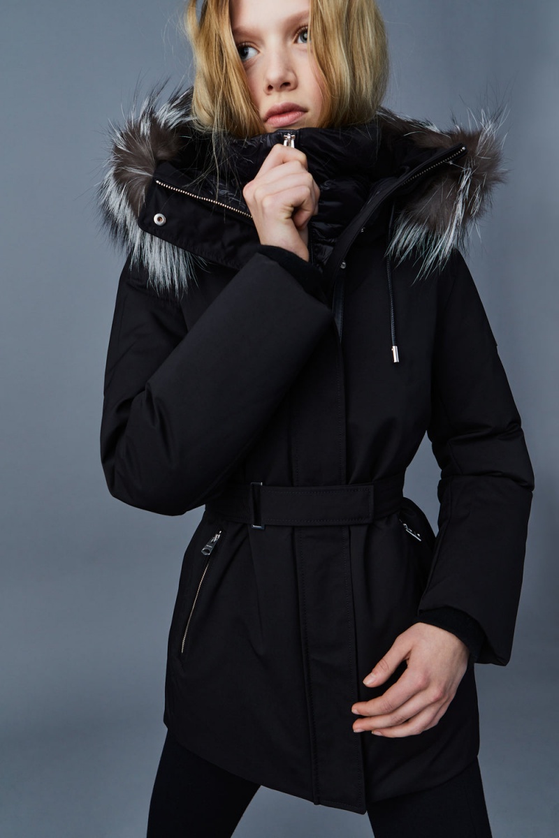 Mackage Jeni 2-In-1 Down Removable Bib And Silver Fox Fur Parkajackor Dam Svarta | VPKFL-2849