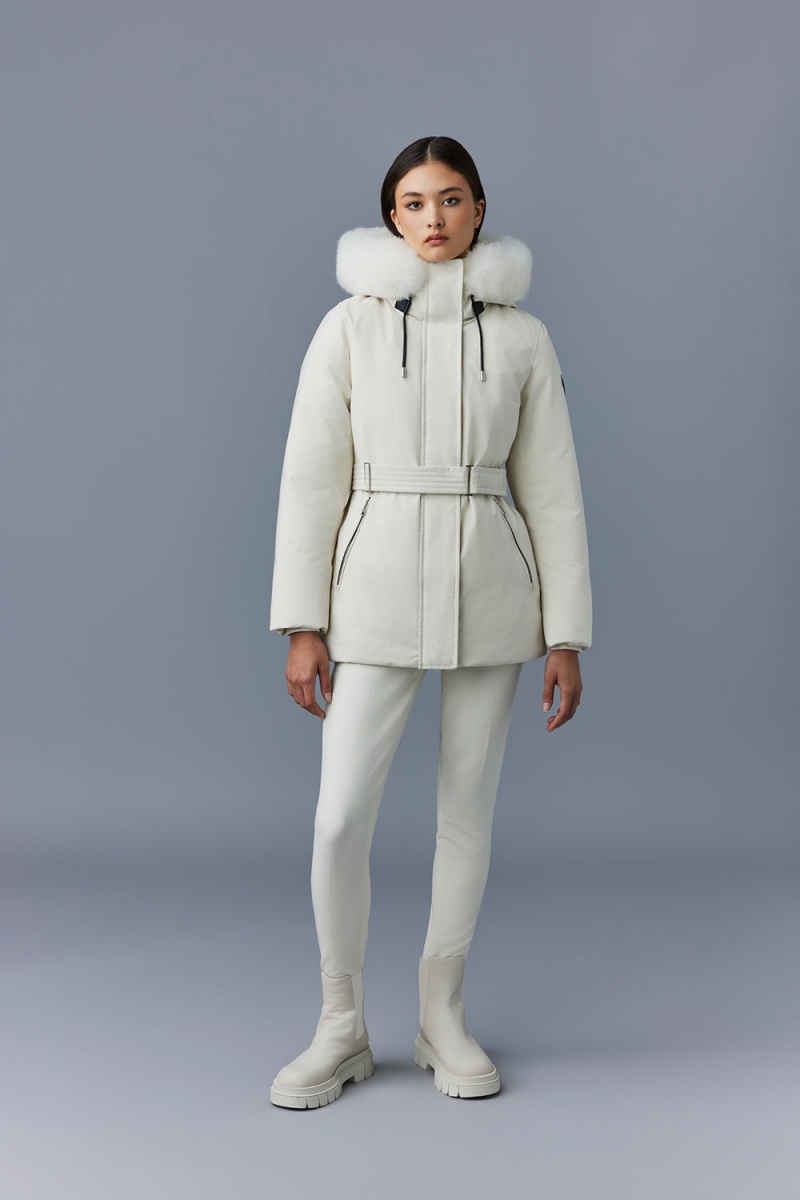 Mackage Jeni 2-In-1 Down Removable Bib And Sheepskin Trim Parkajackor Dam Grädde | RDJAU-4379