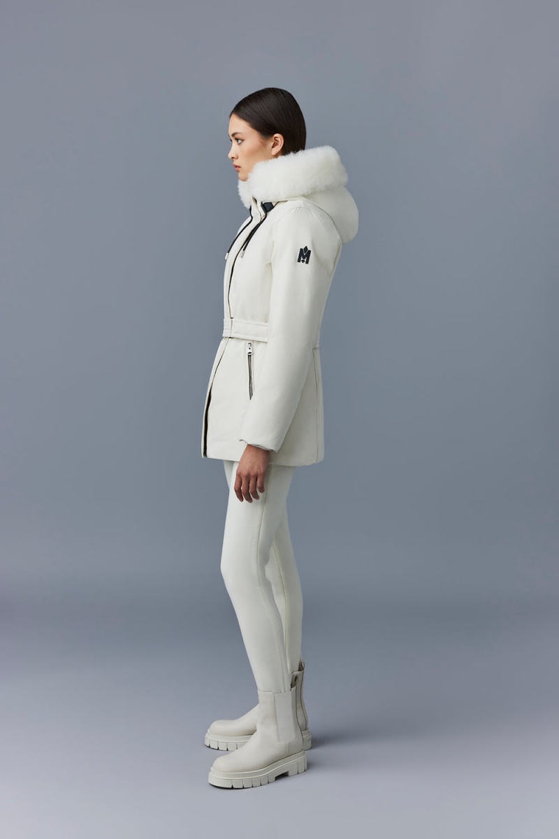 Mackage Jeni 2-In-1 Down Removable Bib And Sheepskin Trim Parkajackor Dam Grädde | RDJAU-4379
