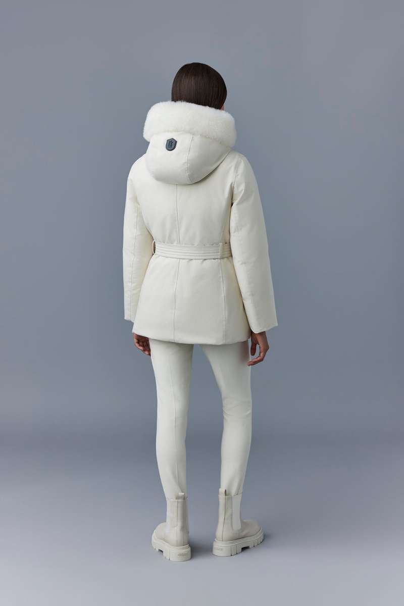 Mackage Jeni 2-In-1 Down Removable Bib And Sheepskin Trim Parkajackor Dam Grädde | RDJAU-4379