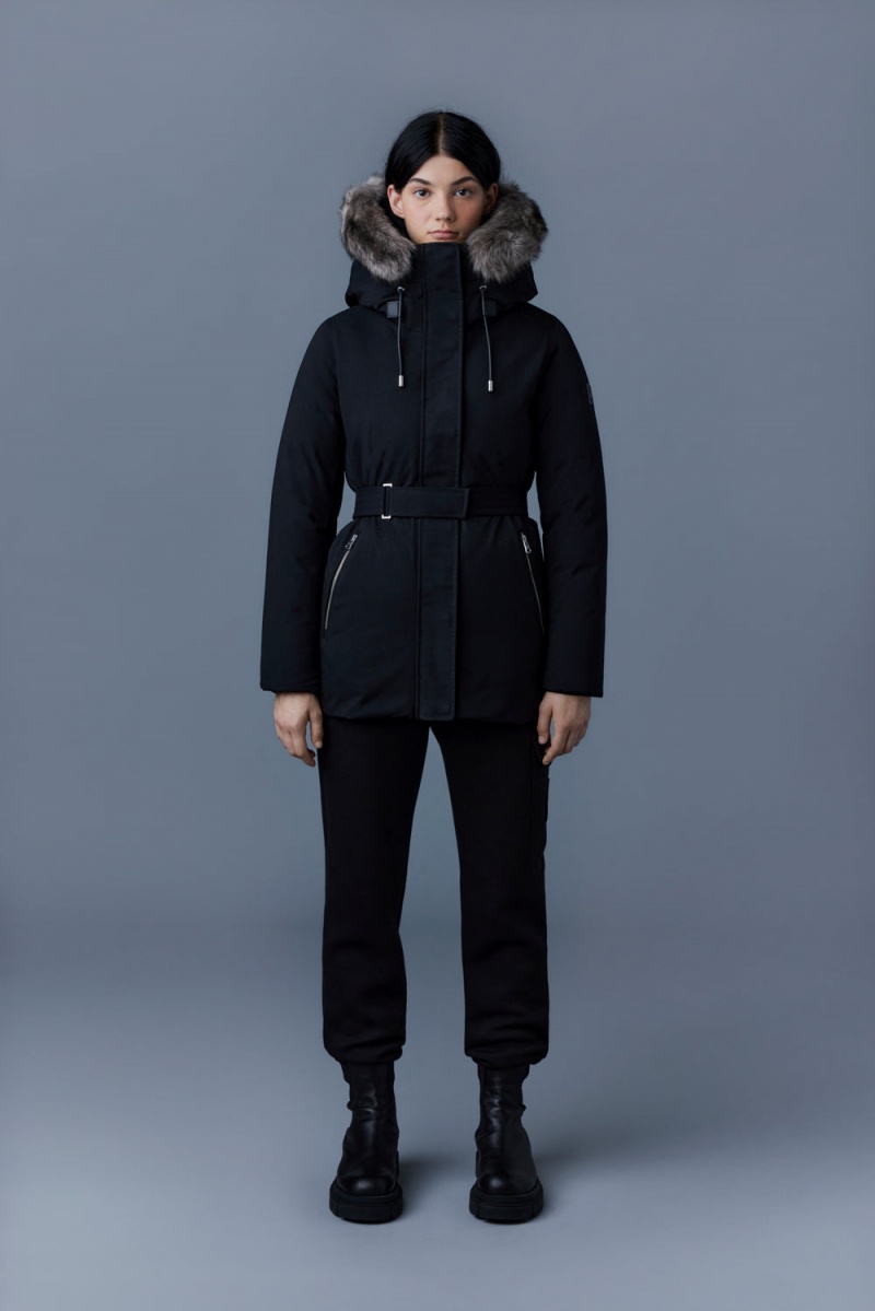 Mackage Jeni 2-In-1 Down Removable Bib And Sheepskin Trim Parkajackor Dam Svarta | GUZOV-8745