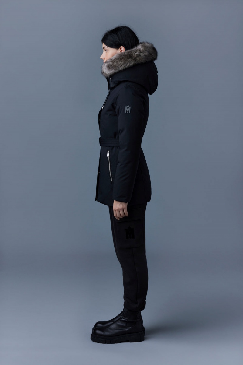 Mackage Jeni 2-In-1 Down Removable Bib And Sheepskin Trim Parkajackor Dam Svarta | GUZOV-8745