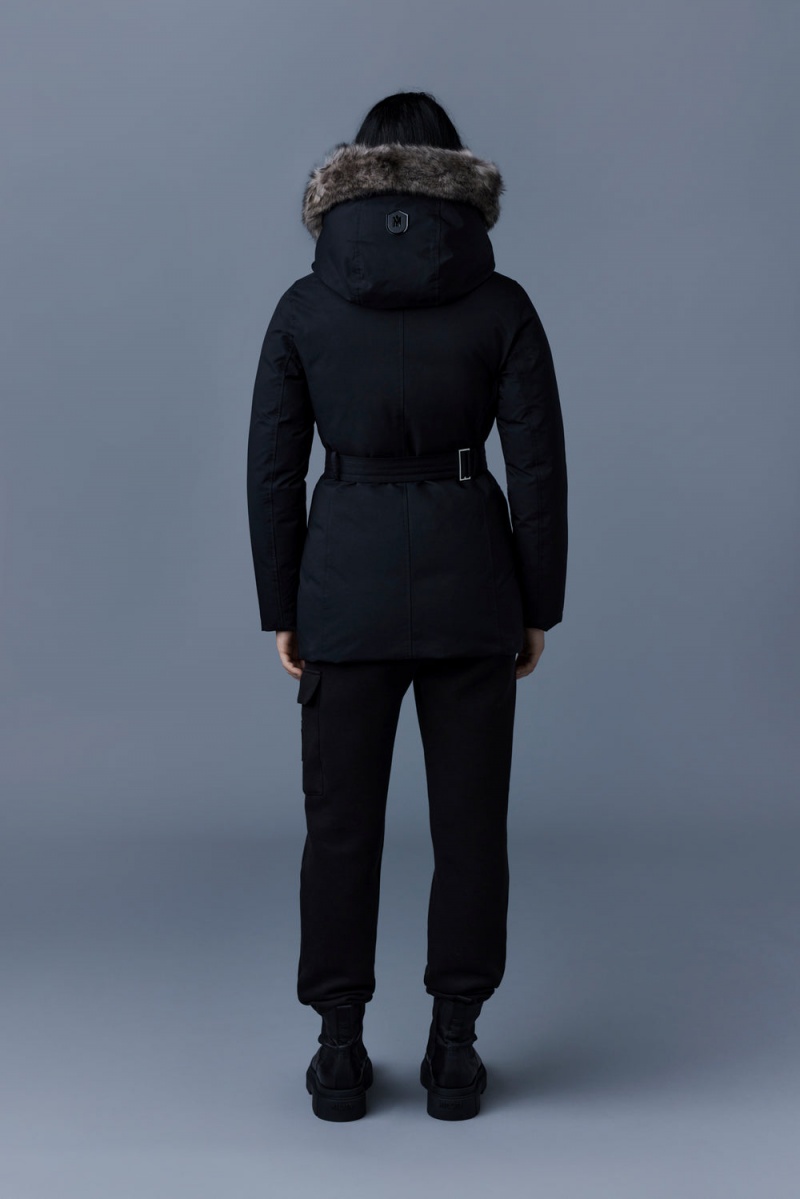 Mackage Jeni 2-In-1 Down Removable Bib And Sheepskin Trim Parkajackor Dam Svarta | GUZOV-8745