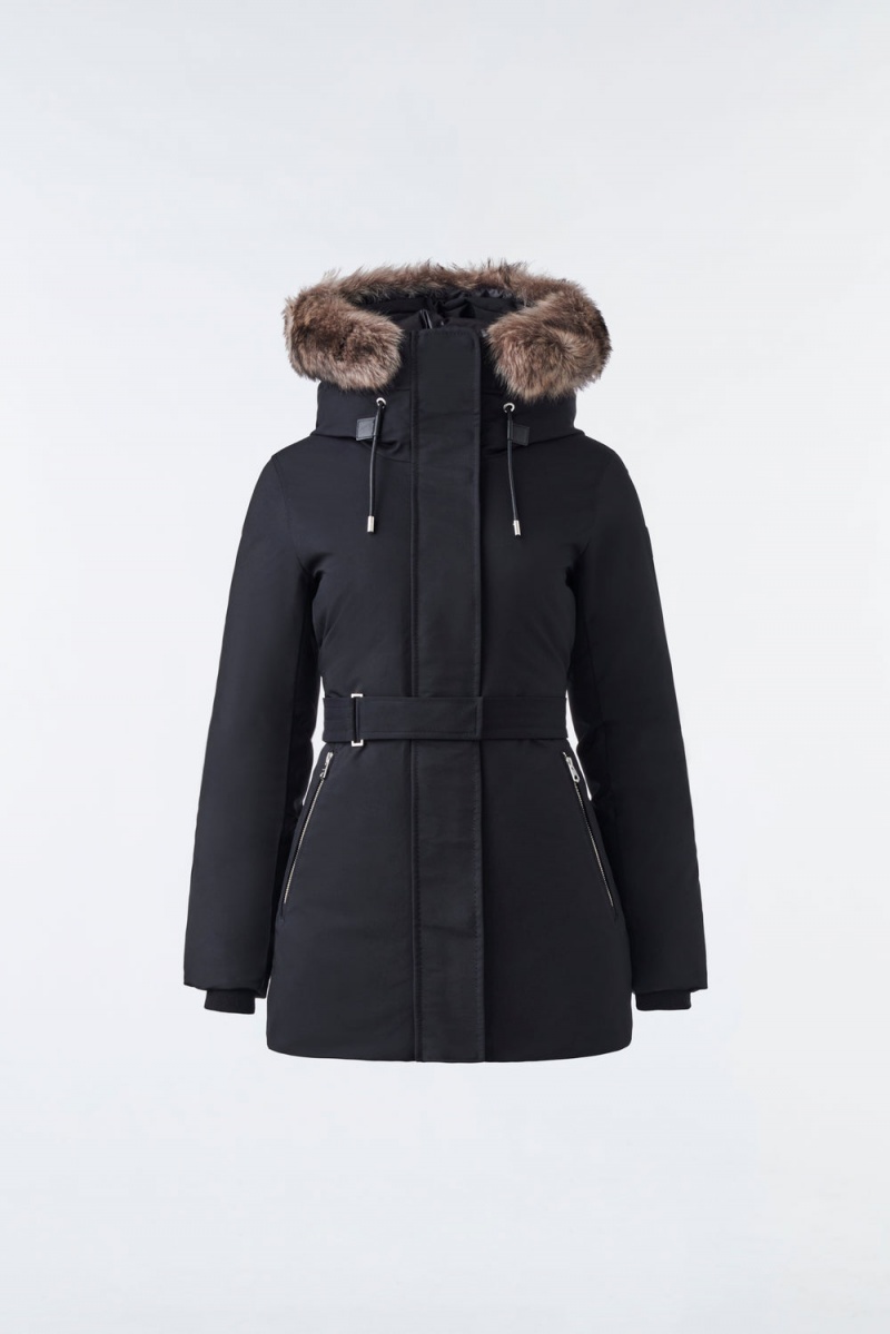 Mackage Jeni 2-In-1 Down Removable Bib And Sheepskin Trim Parkajackor Dam Svarta | GUZOV-8745