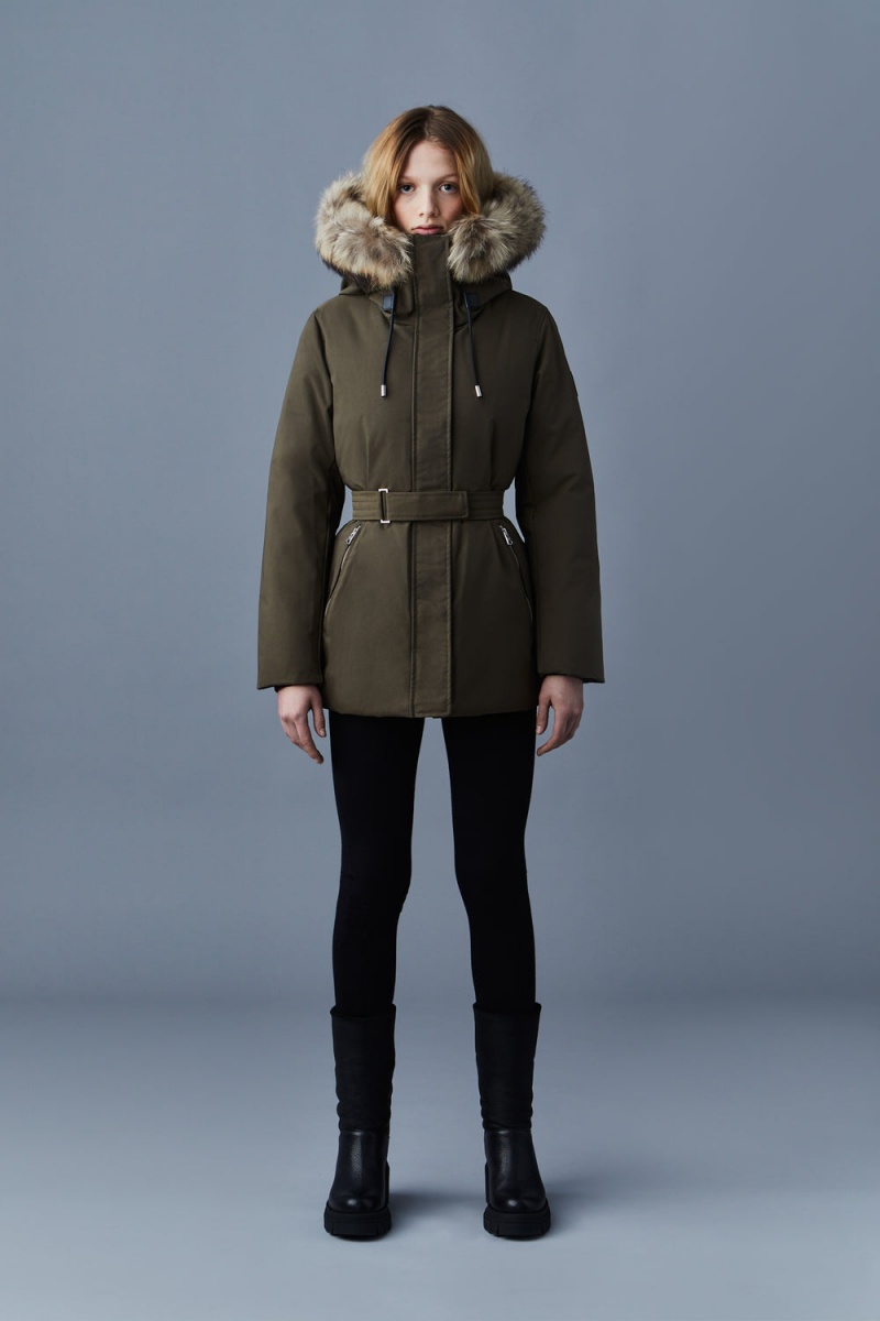 Mackage Jeni 2-In-1 Down Removable Bib And Natural Fur Parkajackor Dam Olivgröna | JIHLP-2837