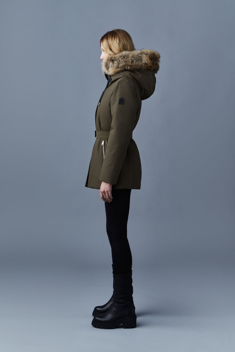 Mackage Jeni 2-In-1 Down Removable Bib And Natural Fur Parkajackor Dam Olivgröna | JIHLP-2837
