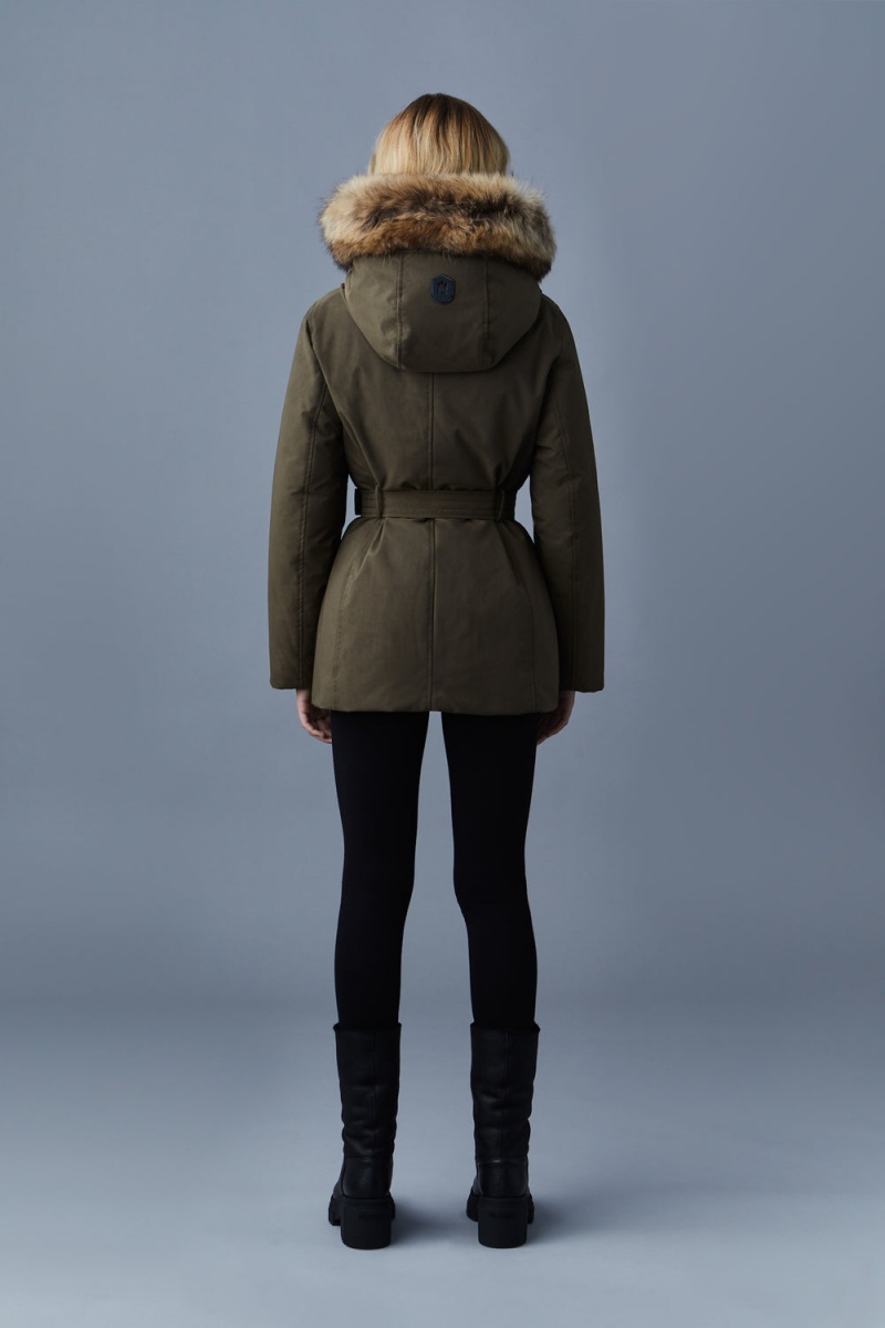 Mackage Jeni 2-In-1 Down Removable Bib And Natural Fur Parkajackor Dam Olivgröna | JIHLP-2837