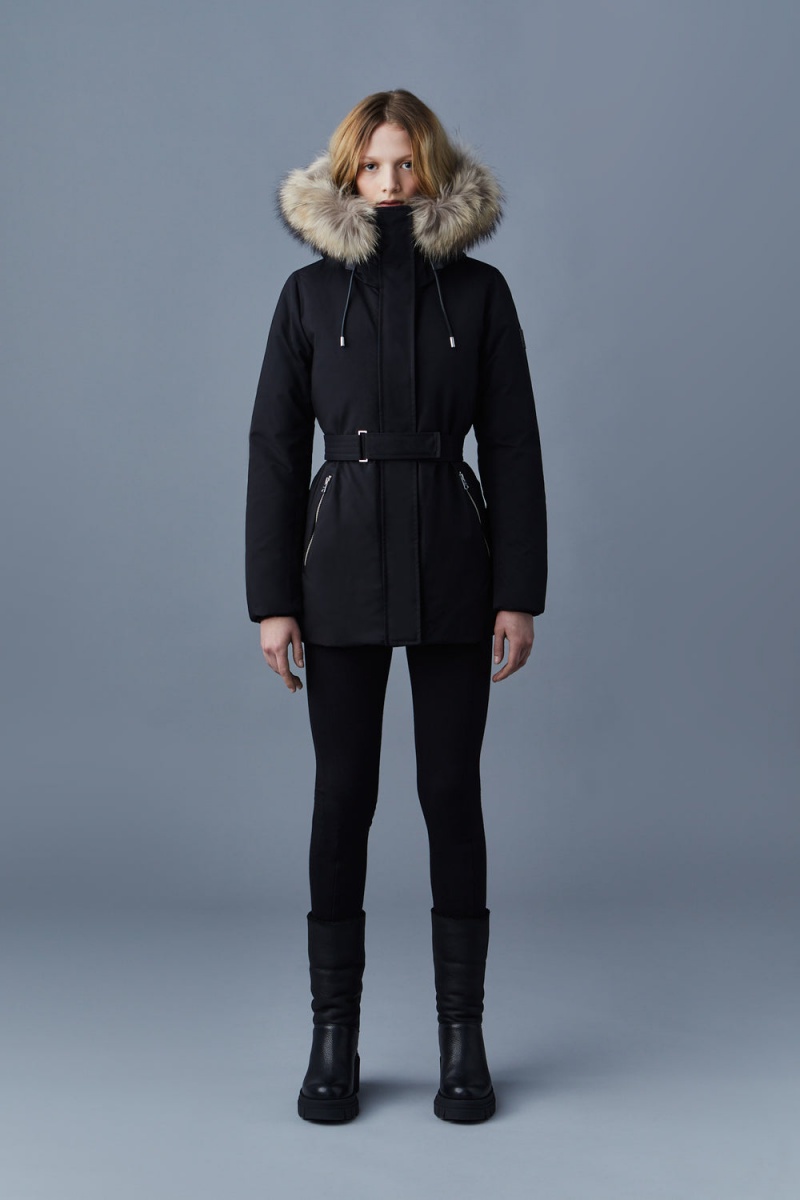 Mackage Jeni 2-In-1 Down Removable Bib And Natural Fur Parkajackor Dam Svarta | QHAXU-1356