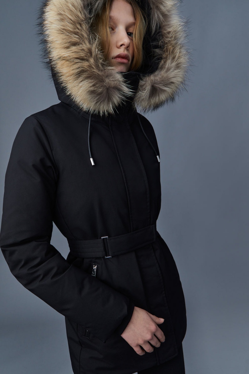 Mackage Jeni 2-In-1 Down Removable Bib And Natural Fur Parkajackor Dam Svarta | QHAXU-1356