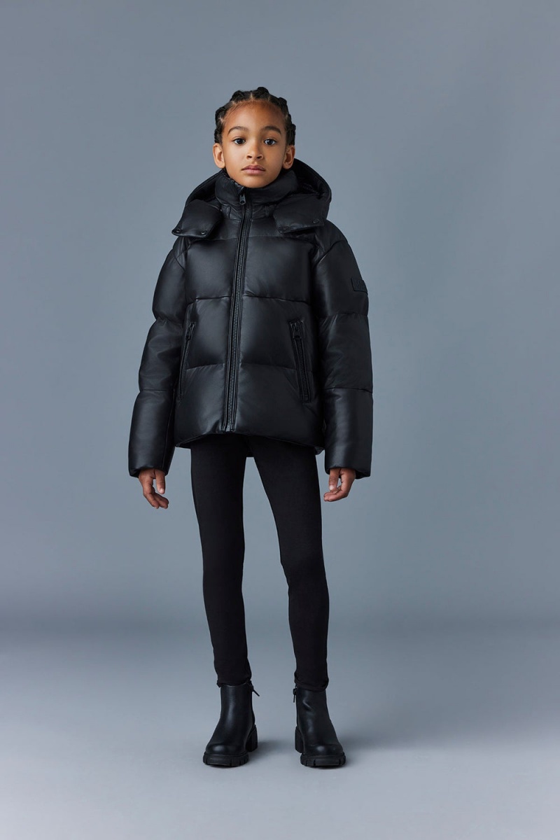 Mackage Jesse-Dl Läder Lätta Dunjackor Barn Svarta | TGWKS-2395