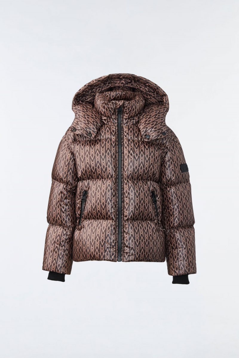 Mackage Jesse Lustrous Light Monogram Print Dunjackor Barn Kaffe | CJSXO-2650
