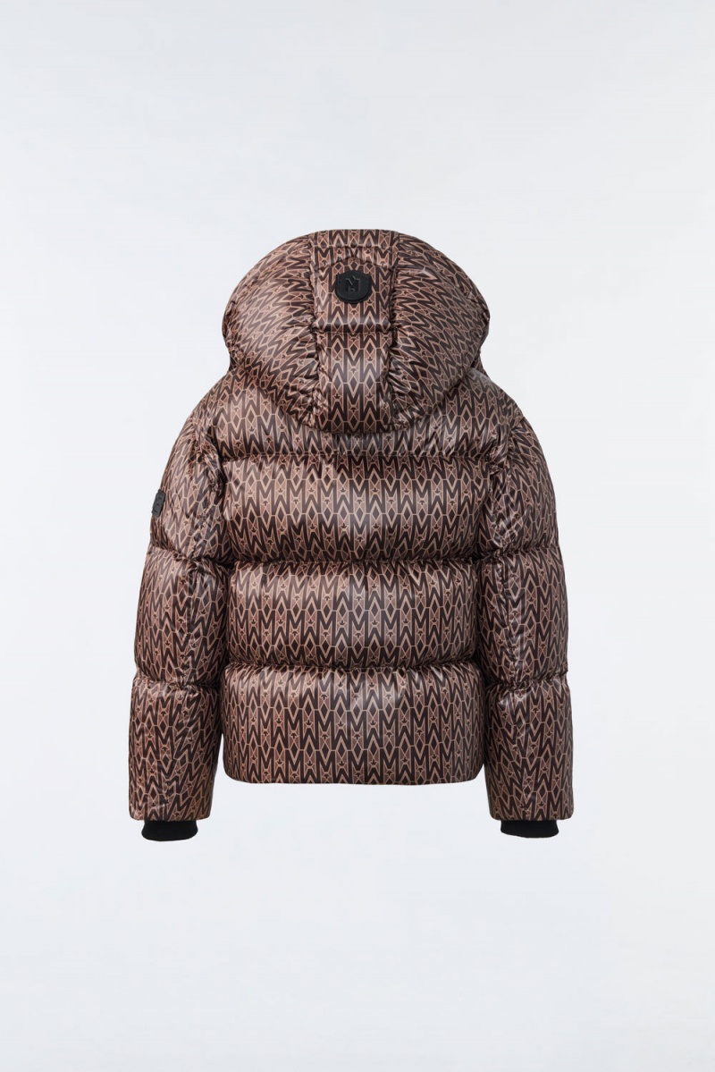 Mackage Jesse Lustrous Light Monogram Print Dunjackor Barn Kaffe | OYQLN-9154