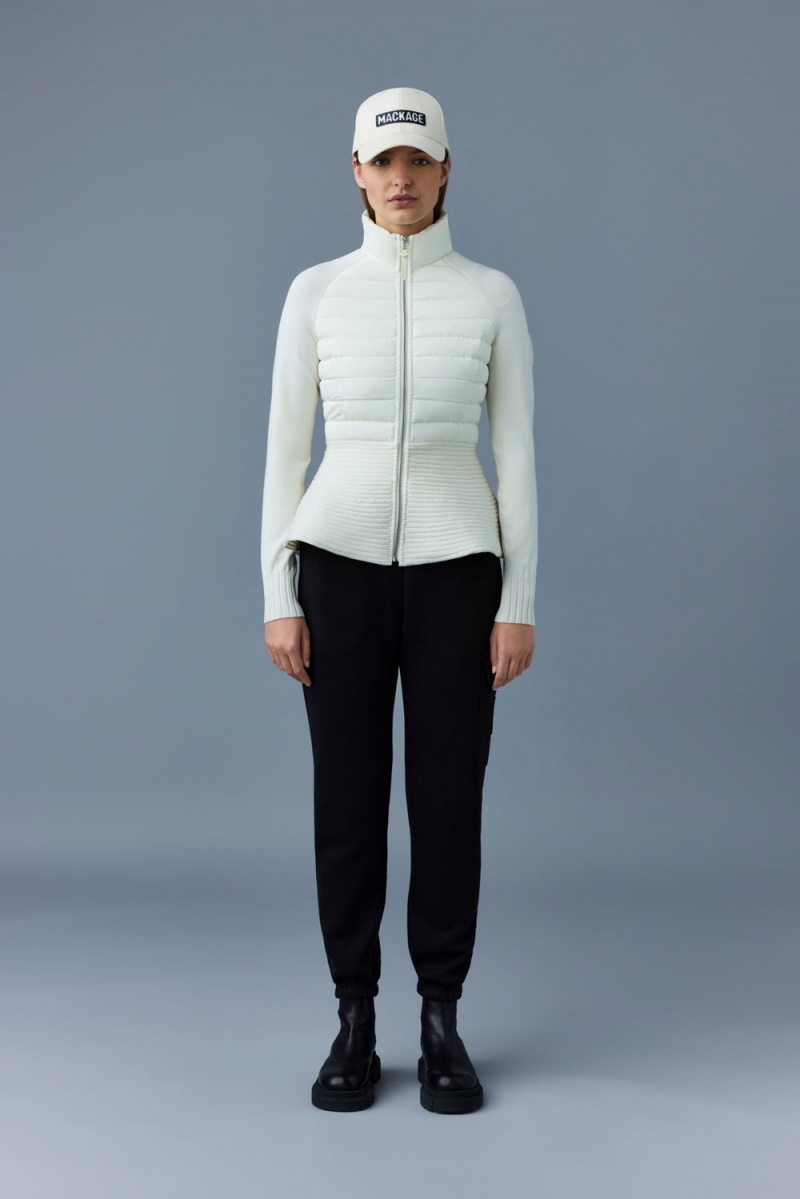 Mackage Joy Recycled Hybrid Cardigan Peplum Jackor Dam Grädde | DQEBH-7425