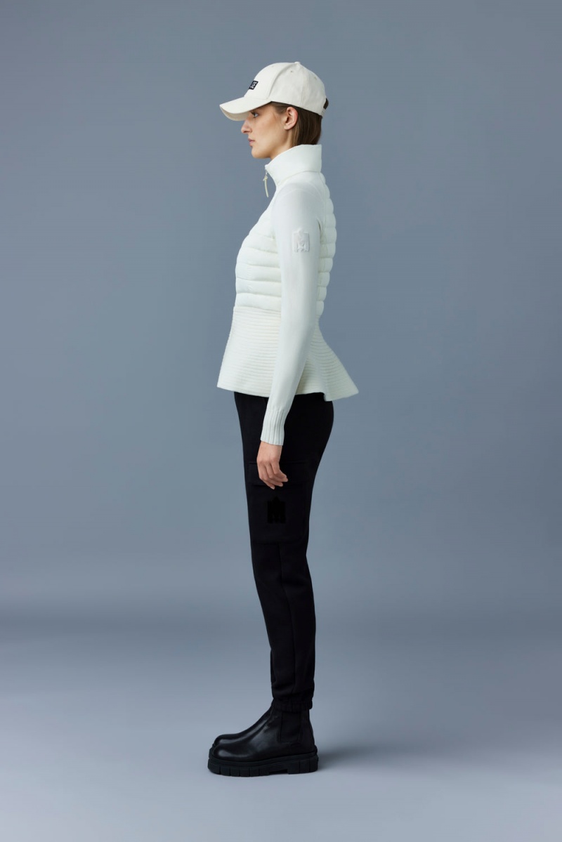 Mackage Joy Recycled Hybrid Cardigan Peplum Jackor Dam Grädde | DQEBH-7425