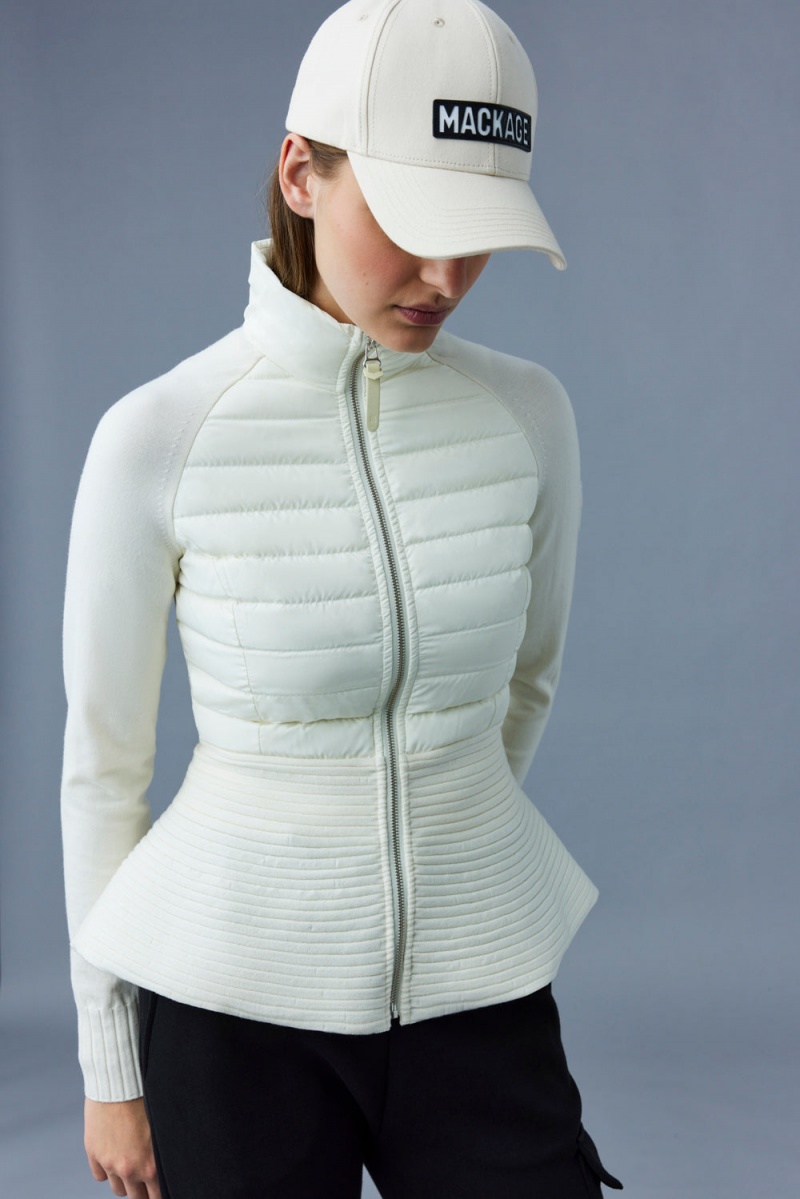 Mackage Joy Recycled Hybrid Cardigan Peplum Jackor Dam Grädde | DQEBH-7425